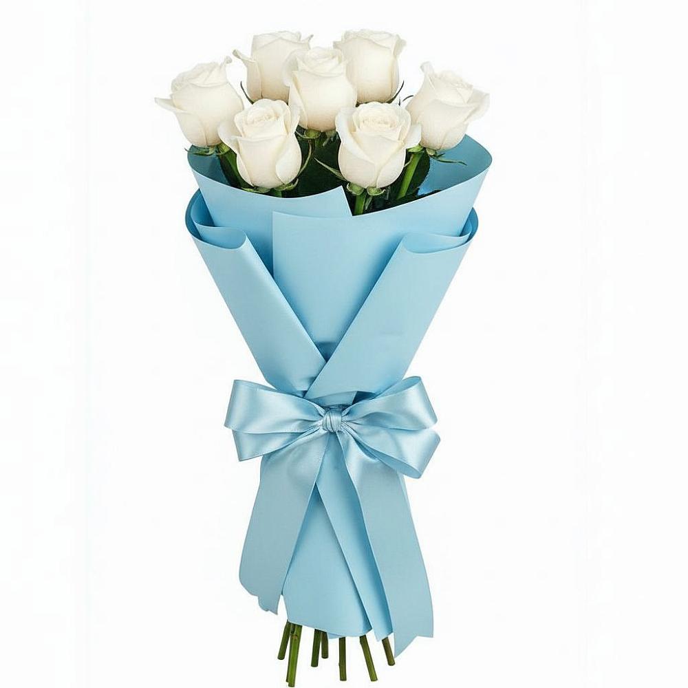 Букет 7 белых роз Проуд в Чемодурово