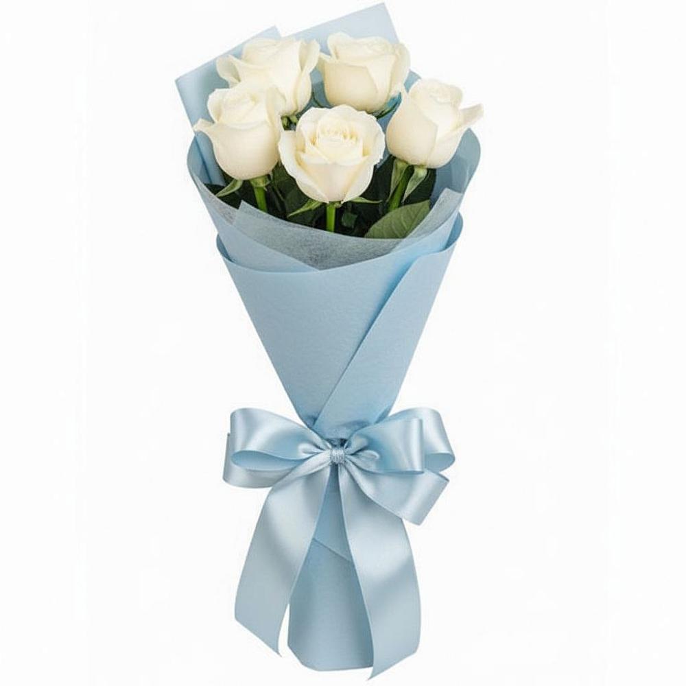 Букет 5 Белых роз Проуд в Чемодурово