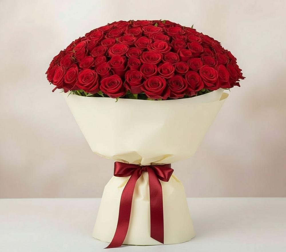 Букет 101 Красная роза Милано в Чемодурово