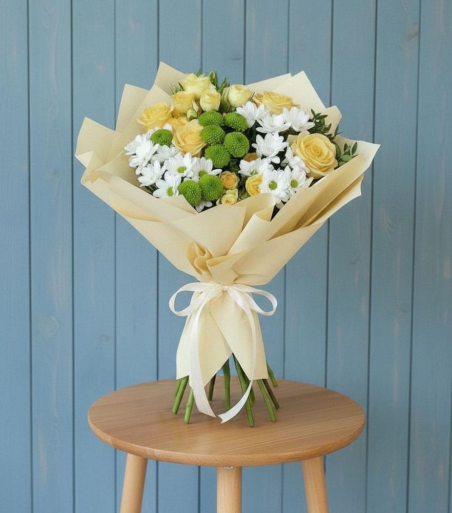 Букет цветов из: Хризантемы и Розы в Чемодурово