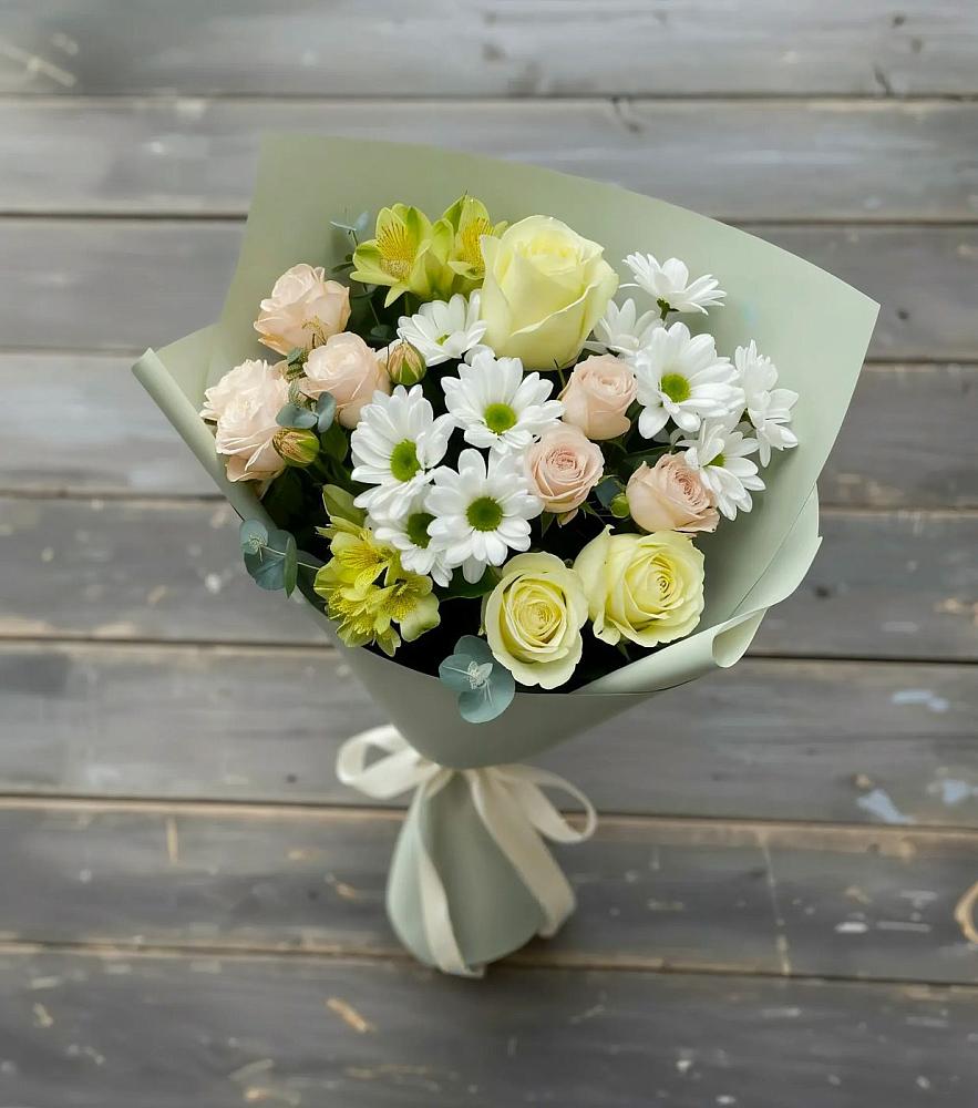 Букет цветов из: Альстромерии, Розы и Хризантемы в Чемодурово