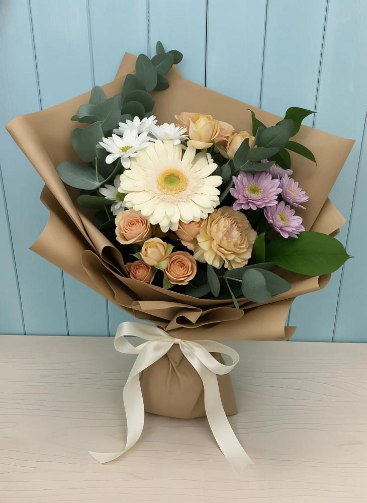 Букет цветов из: Герберы и Хризантемы в Чемодурово