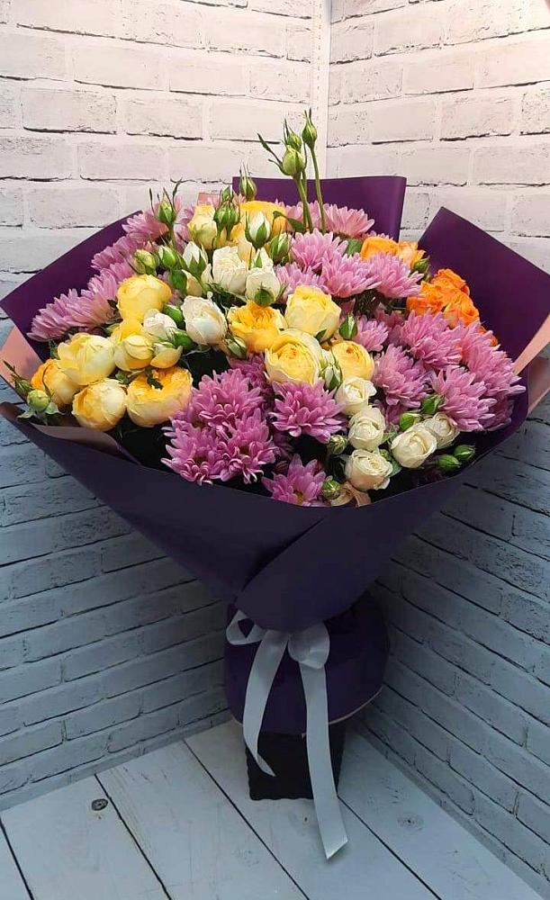 Букет цветов из: Хризантемы и Розы в Чемодурово