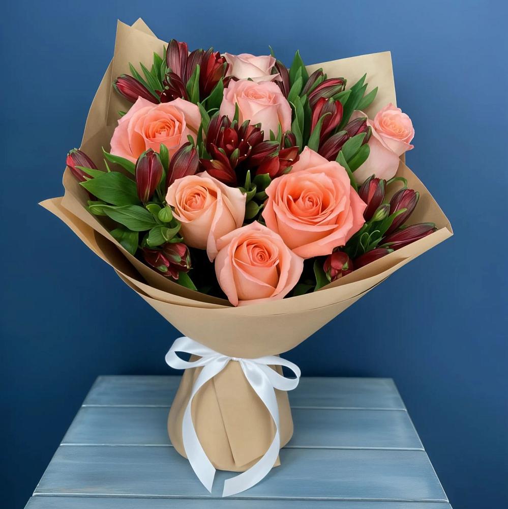 Букет цветов из: Розы и Альстромерии в Чемодурово