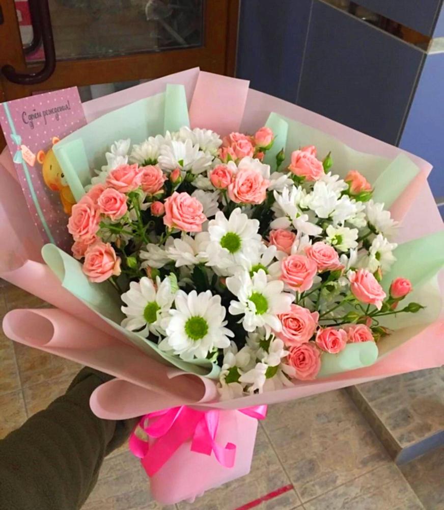 Букет цветов из: Розы и Хризантемы в Чемодурово