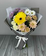 Букет цветов из:  Розы, Герберы и Хризантемы в Чемодурово