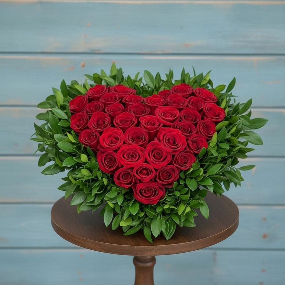 Цветочная композиция из Розы в виде сердца в Чемодурово