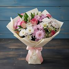 Букет цветов из:  Хризантемы, Альстромерии и Розы в Чемодурово