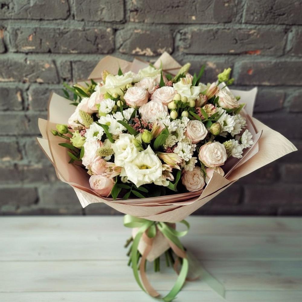 Букет цветов из: Альстромерии, Розы и Хризантемы в Чемодурово