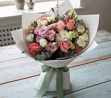 Букет цветов из:  Розы, Лизиантусы и Гвоздики в Чемодурово