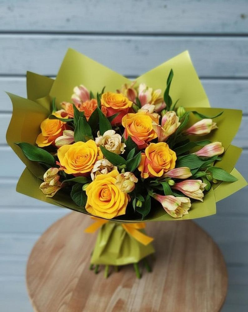 Букет цветов из: Альстромерии и Розы в Чемодурово