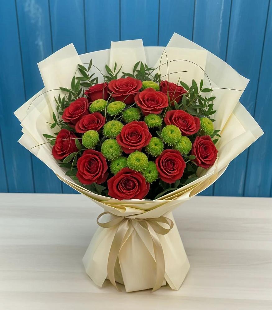 Букет цветов из: Розы и Хризантемы в Чемодурово